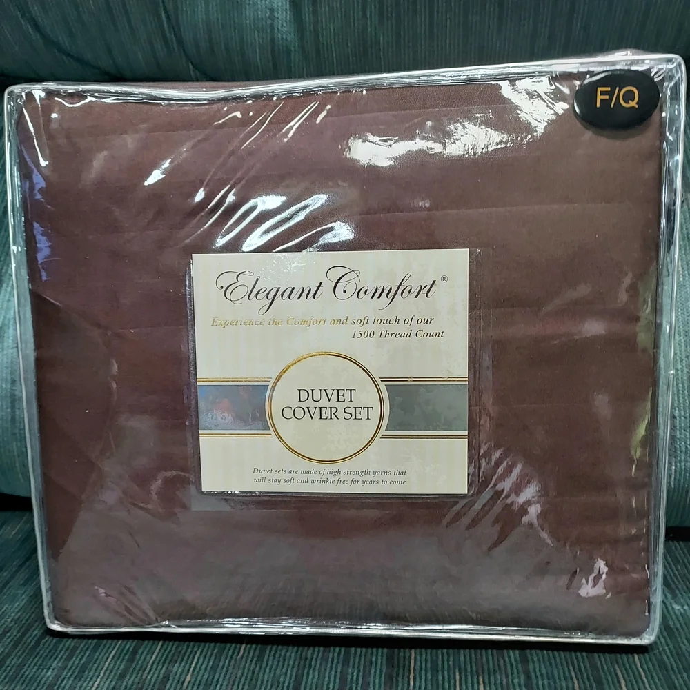 New Duvet Cover Set With 2 Shams Full/Queen 1500 Thread Count Chocolate Brown